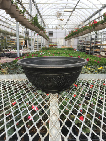 Planter - Round 'Linden' Bowl - Black and Brushed Bronze